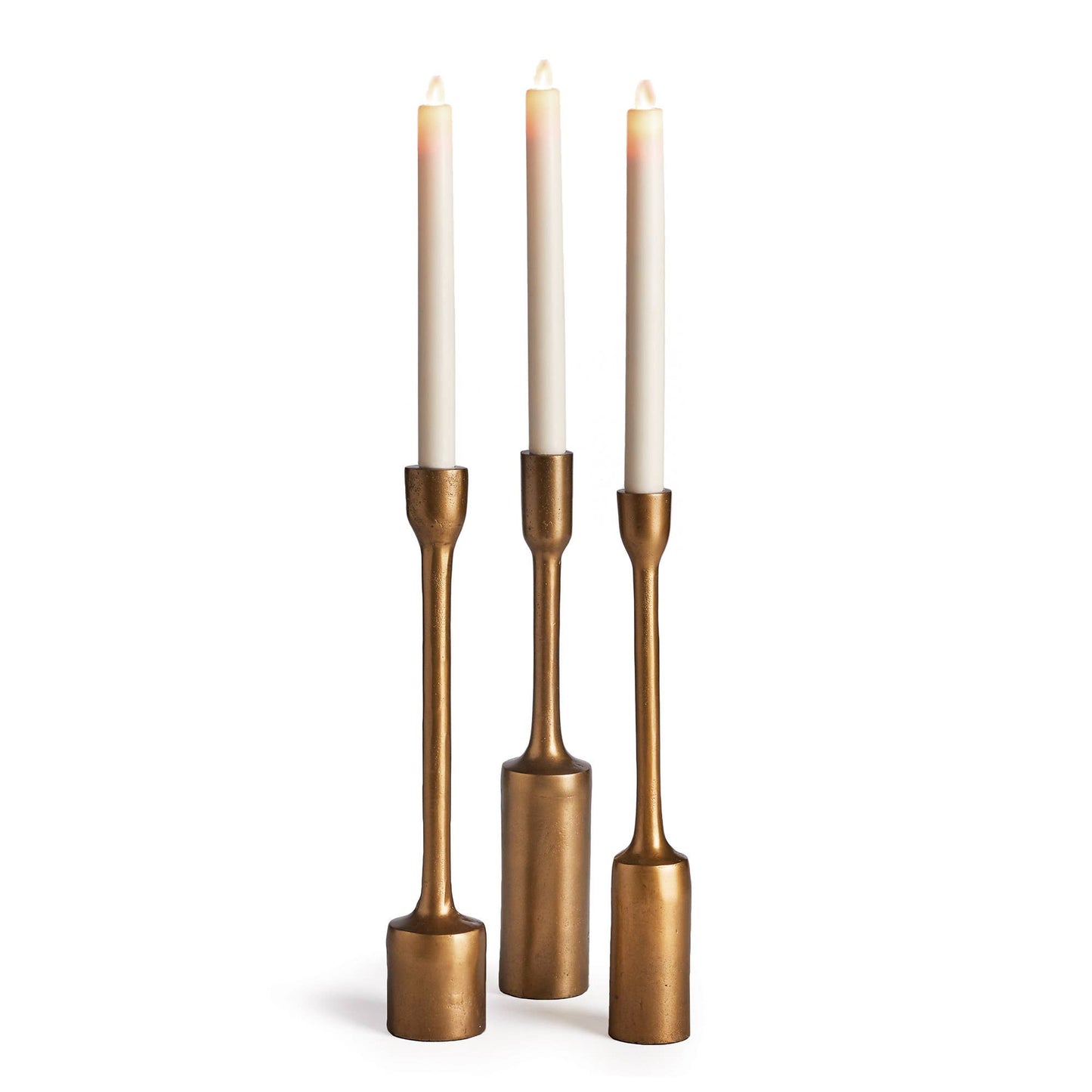 Tapered Brass Candle Holders, Set of 3